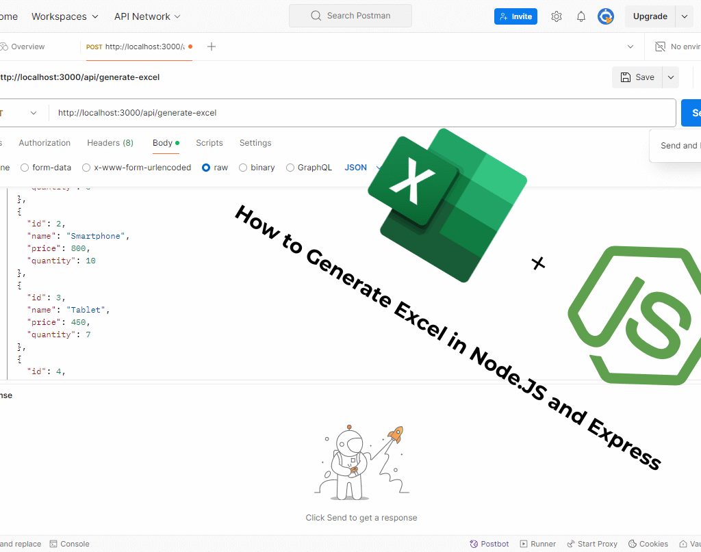 How to generate excel file in node.JS express